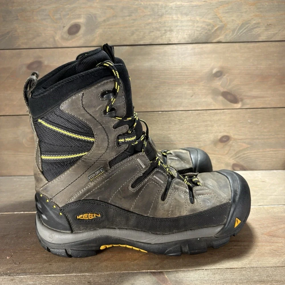 keen summit county mens size 9.5 shoes brown leather waterproof snow boots